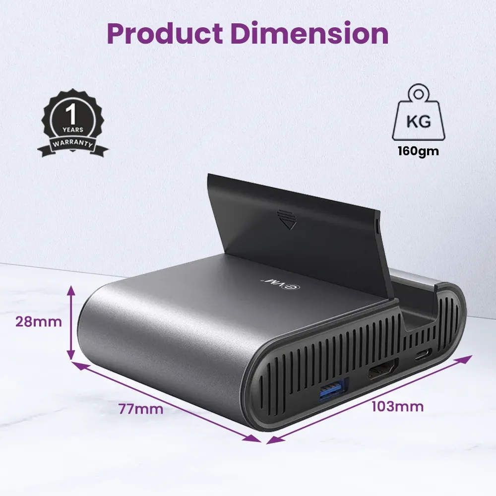 EVM Mobile Desktop Expansion With Hub (Type-C | 4k HDMI | USB | Micro SD) (EMH01) view 4